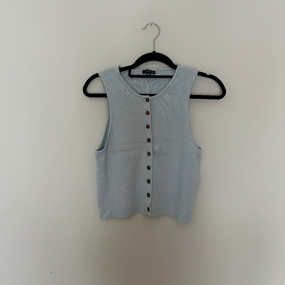 Sleeveless Knit Button Up Top